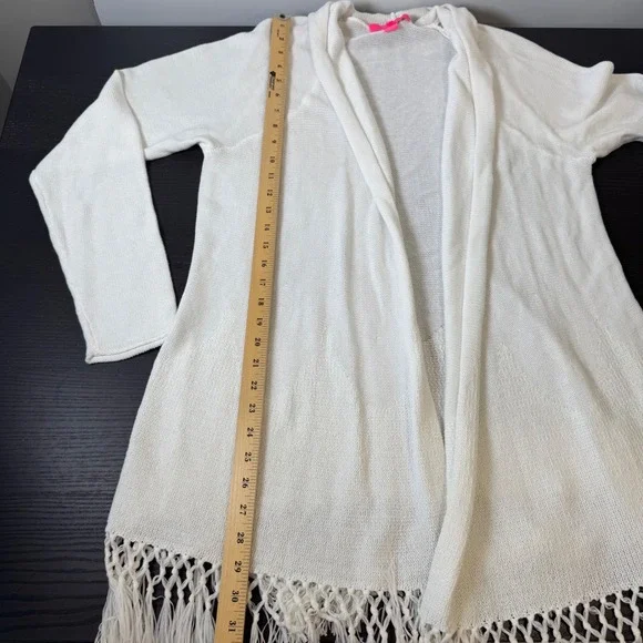 Lilly Pulitzer Tatum Fringe Cardigan Sweater White Open XL - Picture 7 of 10